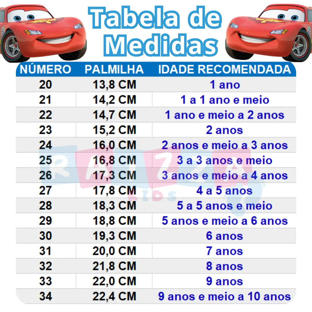 Tênis Infantil Masculino Relâmpago Macqueen Carros Led