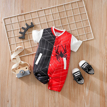 Body Bebê Menino Aranha Vermelho e Preto cor Preto tamanho 6 a 9 meses Raizza Kids