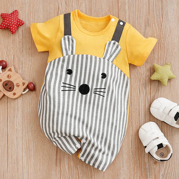 Romper Bebê Ratinho com Orelhinhas cor Amarelo tamanho 0 a 3 meses Raizza Kids