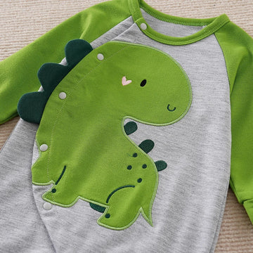 Romper Bebê Dinossauro 3D Verde detalhe 4 Raizza Kids