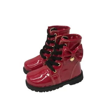 Bota Tratorada Vermelho Infantil Verniz Feminina - Raizza Kids