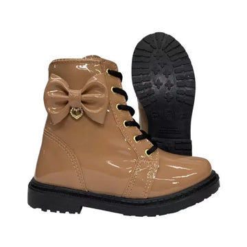 Bota Tratorada Caramelo Infantil Verniz Feminina - Raizza Kids