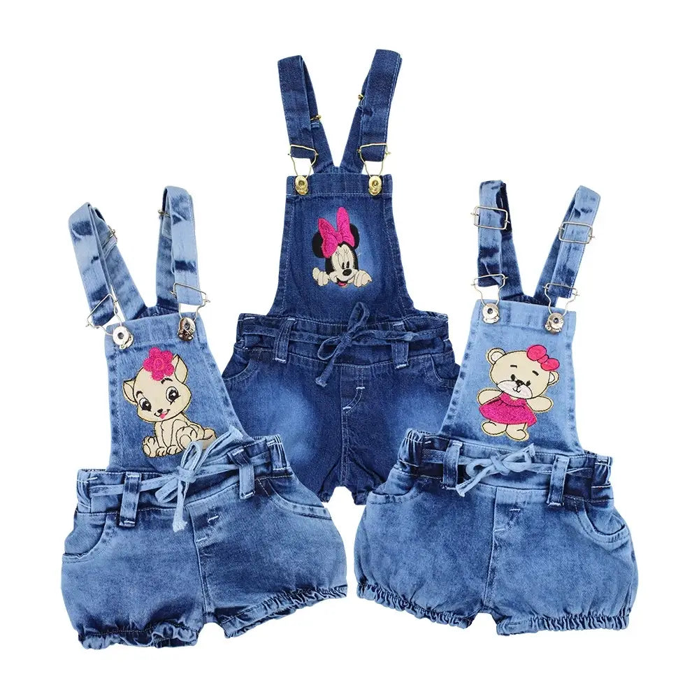 Macaquinho Jeans Infantil Feminino Menina - Raizza