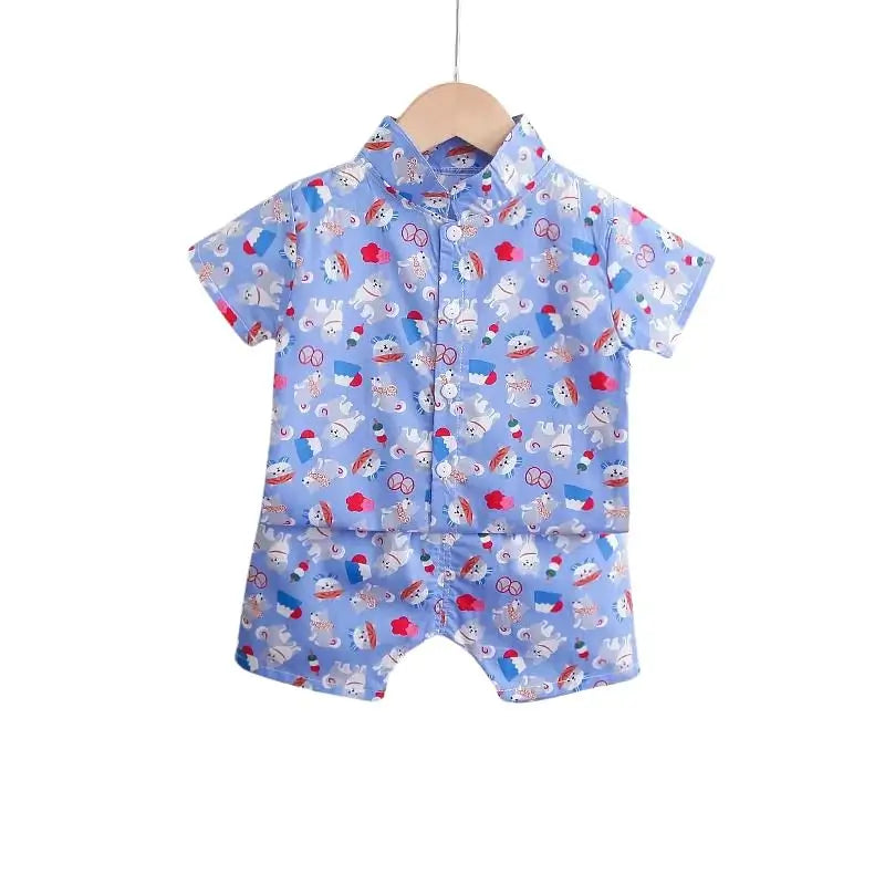 Conjunto Masculino Infantil Tropical Azul - Raizza