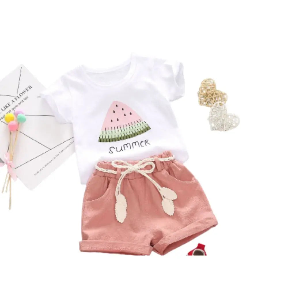 Conjunto Roupa Infantil Feminino Melancia Rosa  - Raizza