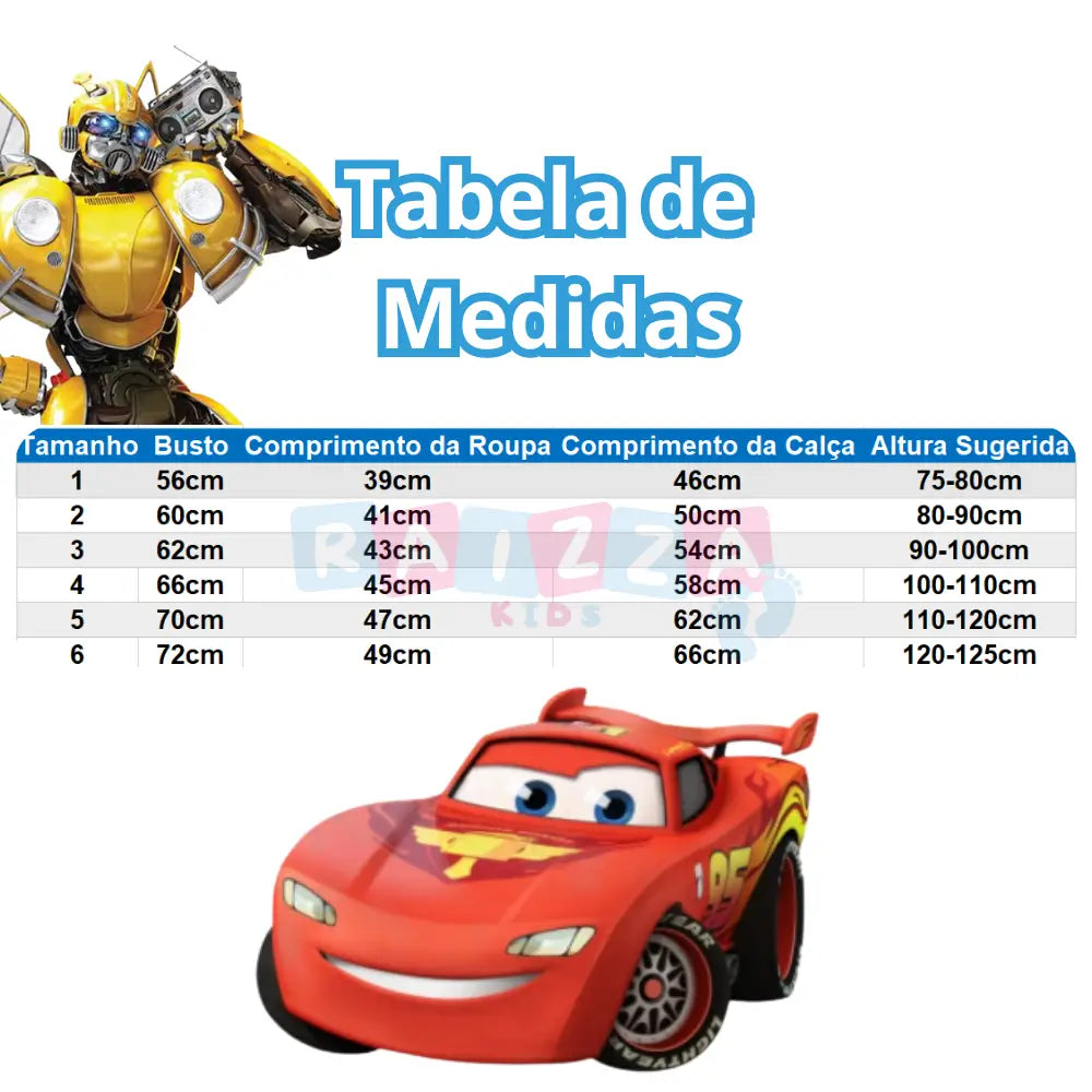 Pijama Infantil Transformers e Carros