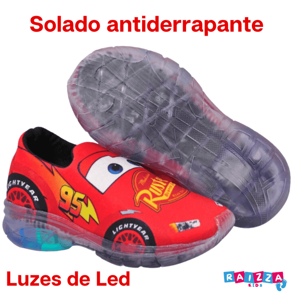 Tênis-Carros-Relâmpago-McQueen-Led-Infantil-Masculino-Confortável-Raizza-Kids