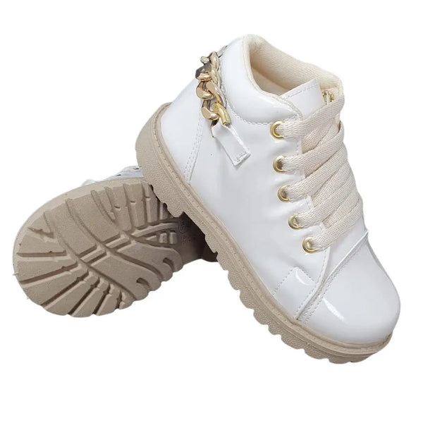 Bota Infantil Feminina com Corrente Coturno - Raizza Kids