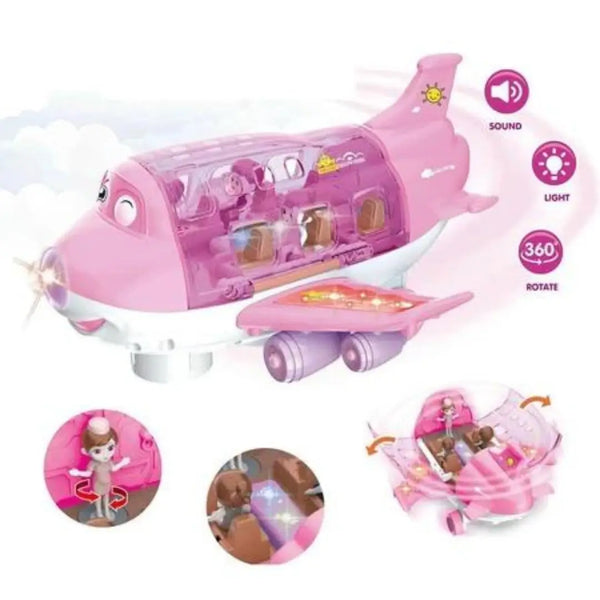 Brinquedo-Robô-Avião-de-Led-Rosa-Raizza-Kids
