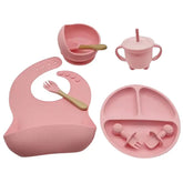 Kit-de-Introdução-Alimentar-de-Silicone-para-Bebês-e-Crianças-Rosa-Raizza-Kids