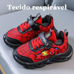 Tênis Infantil Masculino Homem Aranha Led