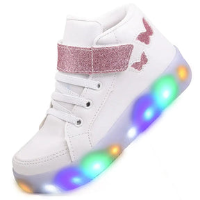 Tênis Infantil Feminino Botinha Borboleta com Led - Raizza