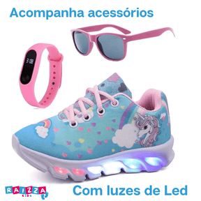 Tênis de Led Unicornio Infantil Feminino