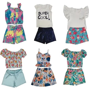 Kit 5 Blusas e 5 Shorts Infantil Roupa Infantil Feminina Verão  - Raizza