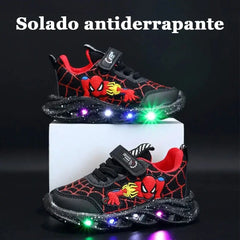 Tênis Infantil Masculino Homem Aranha Led