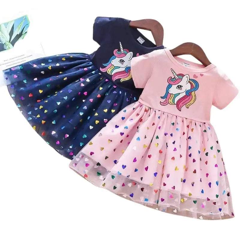 Vestido Infantil Rosa Azul Unicórnio - Raizza