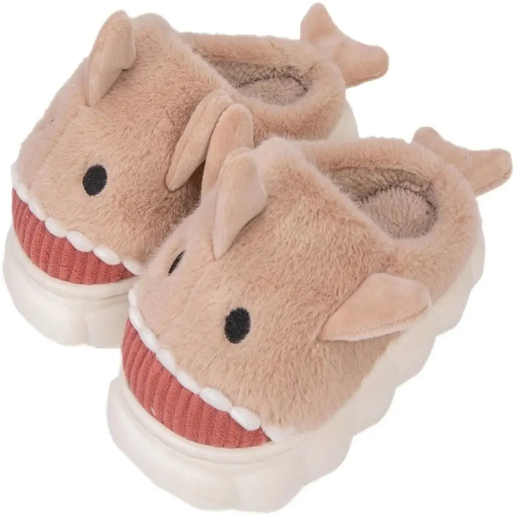 Pantufa-Tubarão-Baby-Shark-Antiderrapante-Marrom-Raizza-Kids