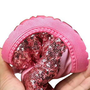 Bota Infantil Feminina Rosa Veludo de Glitter com Orelhas - Raizza Kids