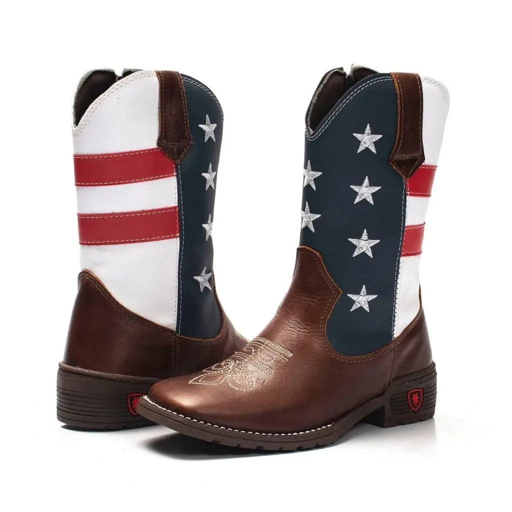 Bota-Infantil-de-Couro-Texana-Country-Texas-Gold-EUA-Café-Raizza-Kids