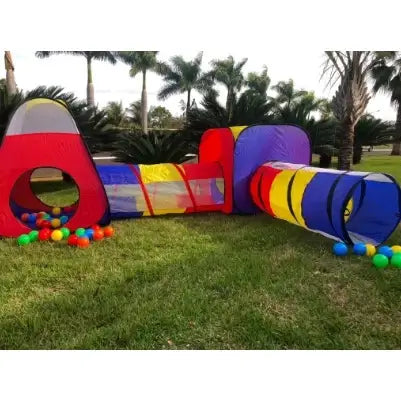 Toca Túnel 4 Em 1 Colorida Tenda Barraca Infantil Cabana - Raizza