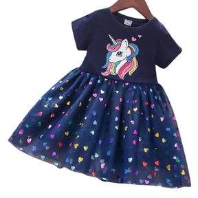 Vestido Infantil Azul Unicórnio - Raizza