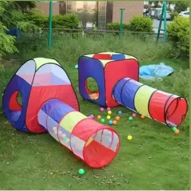 Toca Túnel 4 Em 1 Colorida Tenda Barraca Infantil Cabana - Raizza