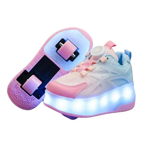 Tênis Infantil Feminino de Rodinha de Led  Rosa - Raizza