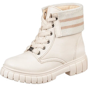 Bota Infantil Coturno Feminina Elegante Off White - Raizza