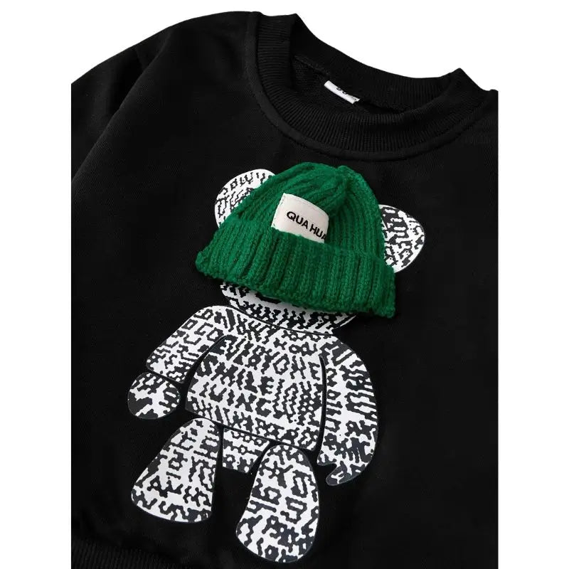 Conjunto Infantil Urso Estiloso Preto e Verde - Raizza