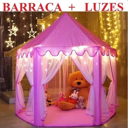 Barraca Infantil Tenda Cabana Castelo Princesas e Luzes Led - Raizza