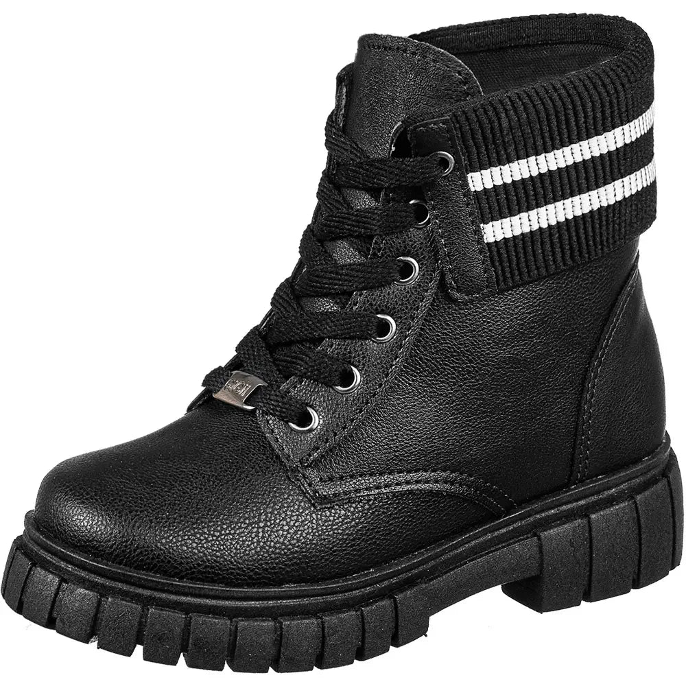 Bota Infantil Coturno Feminina Elegante Preta - Raizza