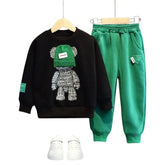 Conjunto Infantil Urso Estiloso Preto e Verde - Raizza