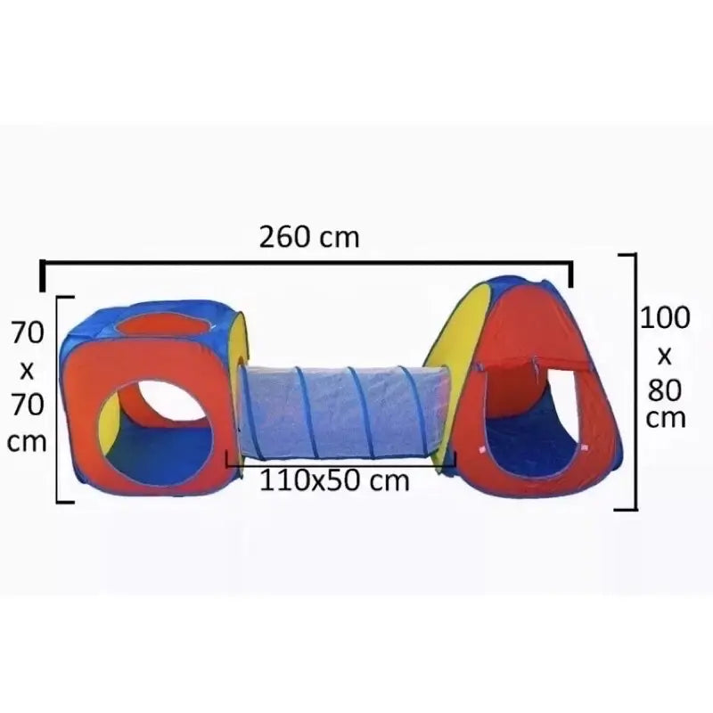 Toca Túnel 3 Em 1 Barraca Cabana Infantil - Raizza