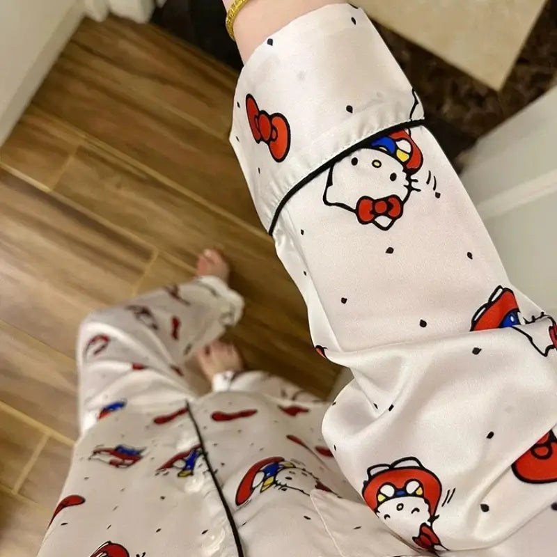Pijama Americano Feminino Hello Kitty Branco TO Com Sono Pijamas