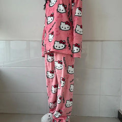 Pijama Feminino Hello Kitty Peluciado Conjunto  Raizza Kids