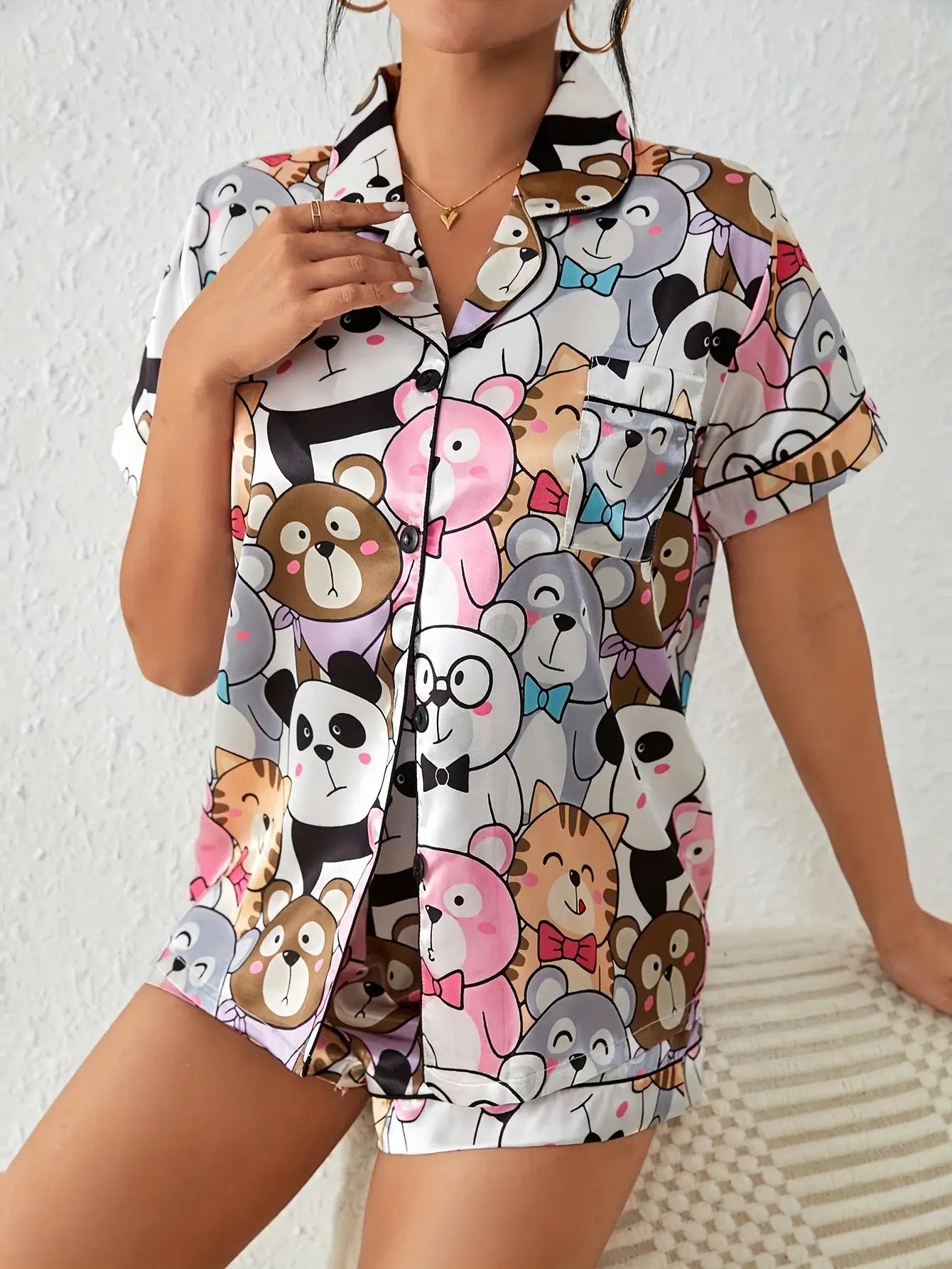 Pijama Feminino Pandas detalhe visual 7 Raizza Kids