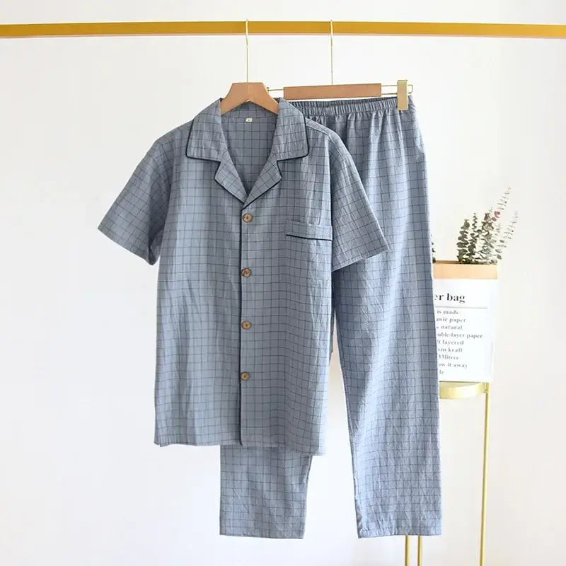 Pijama Masculino Xadrez de Algodão detalhe visual 2 Raizza Kids