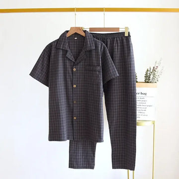 Pijama Masculino Xadrez de Algodão detalhe visual 4 Raizza Kids