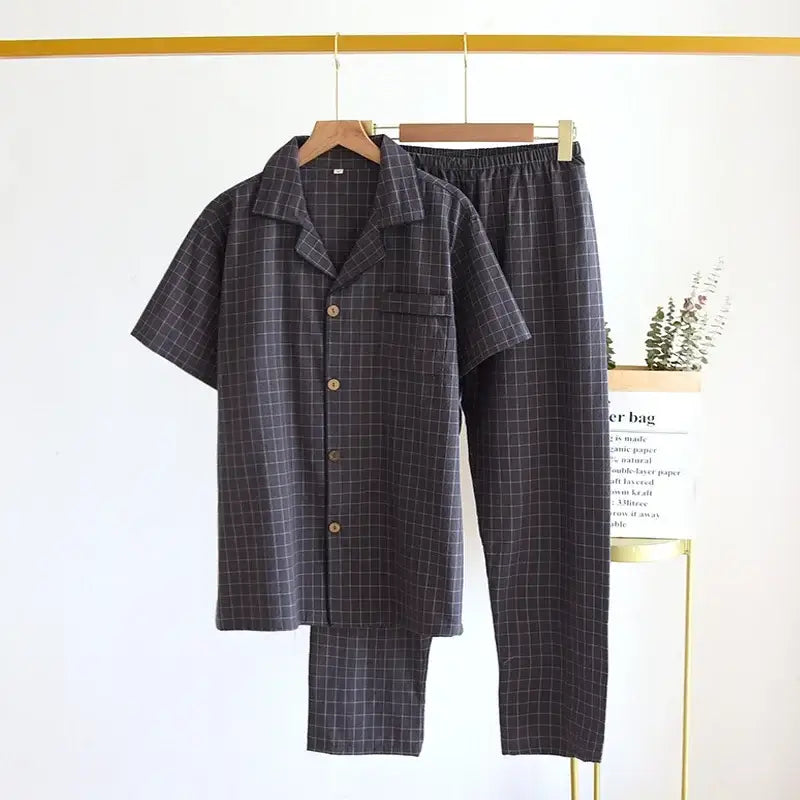 Pijama Masculino Xadrez de Algodão detalhe visual 4 Raizza Kids