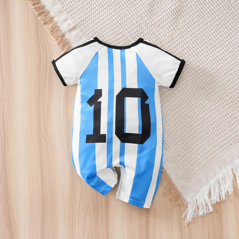 Body Bebê Futebol Camisa 10 Azul e Branco detalhe 2 Raizza Kids