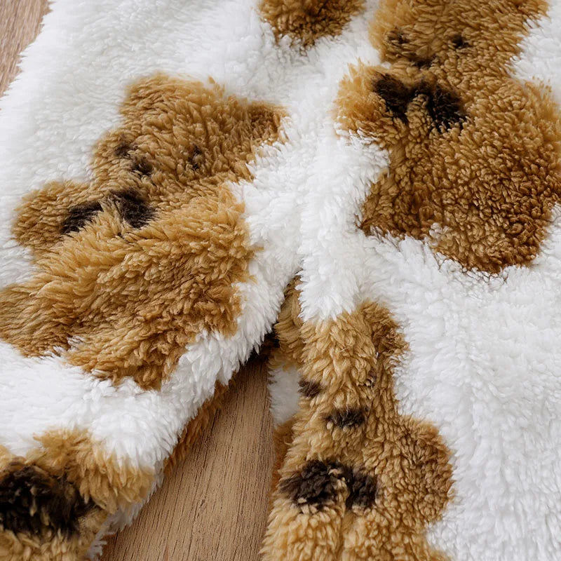 Macacão Bebê Inverno Urso Branco detalhe 6 Raizza Kids