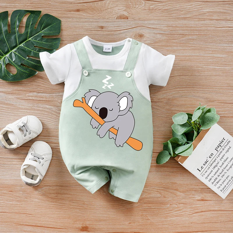 Body Bebê Coala Verde Manga Curta cor Verde tamanho 9 a 12 meses Raizza Kids