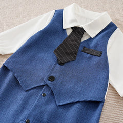 Macacão Bebê Menino Festa Gentleman Azul detalhe 4 Raizza Kids