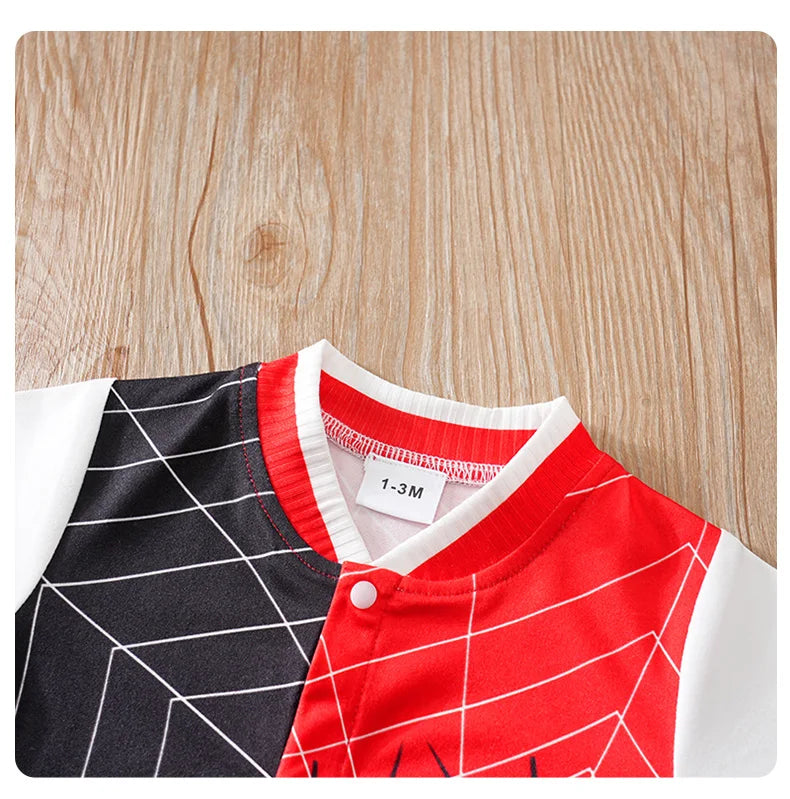 Body Bebê Menino Aranha Vermelho e Preto detalhe 11 Raizza Kids