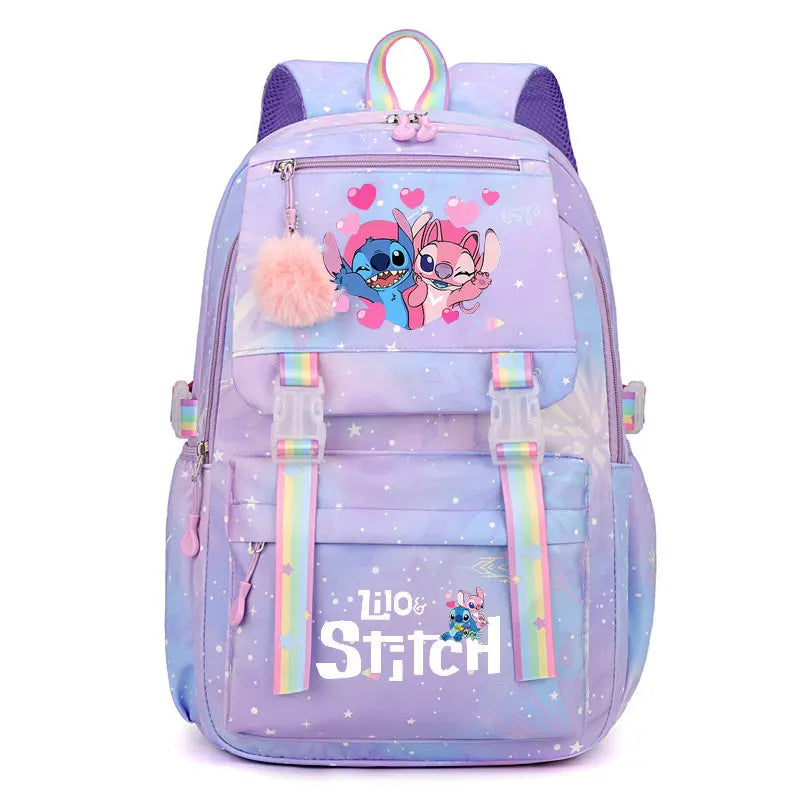 Mochila Escolar Stitch Rainbow