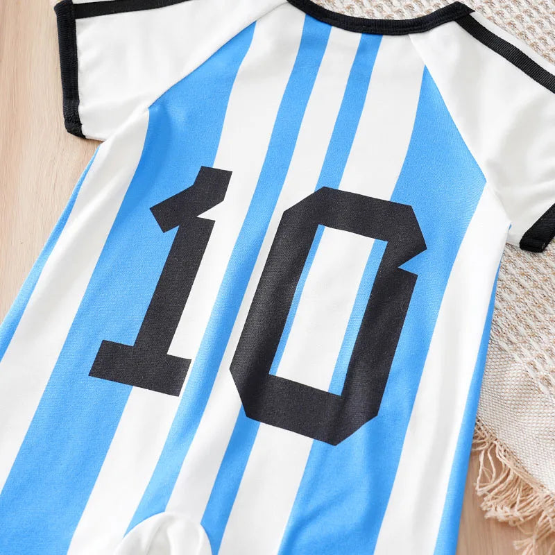 Body Bebê Futebol Camisa 10 Azul e Branco detalhe 5 Raizza Kids