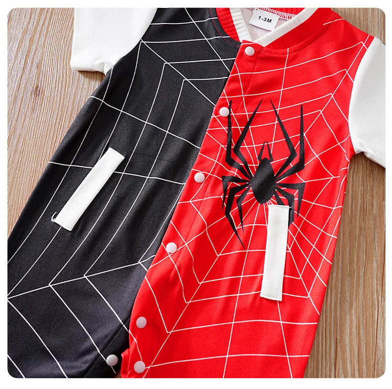 Body Bebê Menino Aranha Vermelho e Preto detalhe 12 Raizza Kids