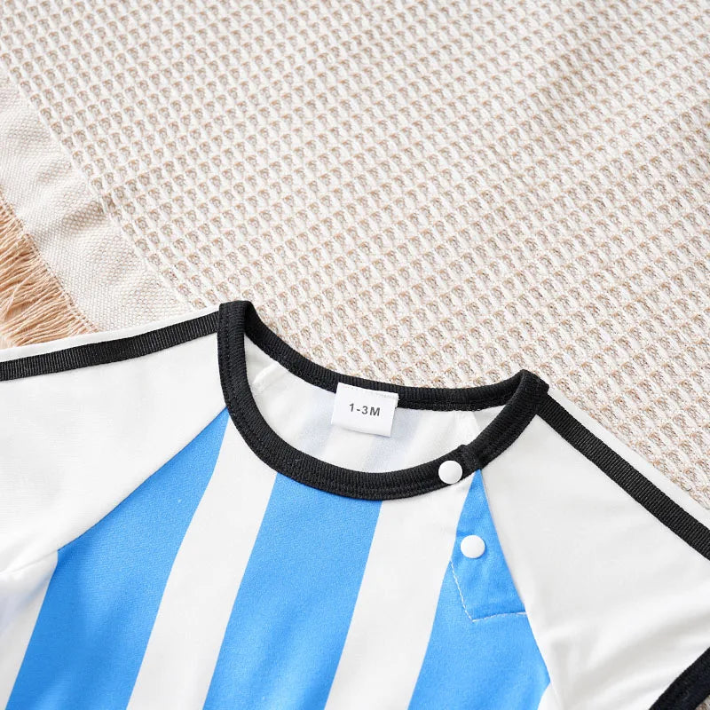 Body Bebê Futebol Camisa 10 Azul e Branco detalhe 3 Raizza Kids