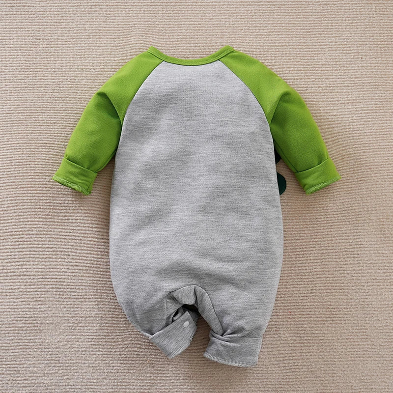 Romper Bebê Dinossauro 3D Verde detalhe 2 Raizza Kids