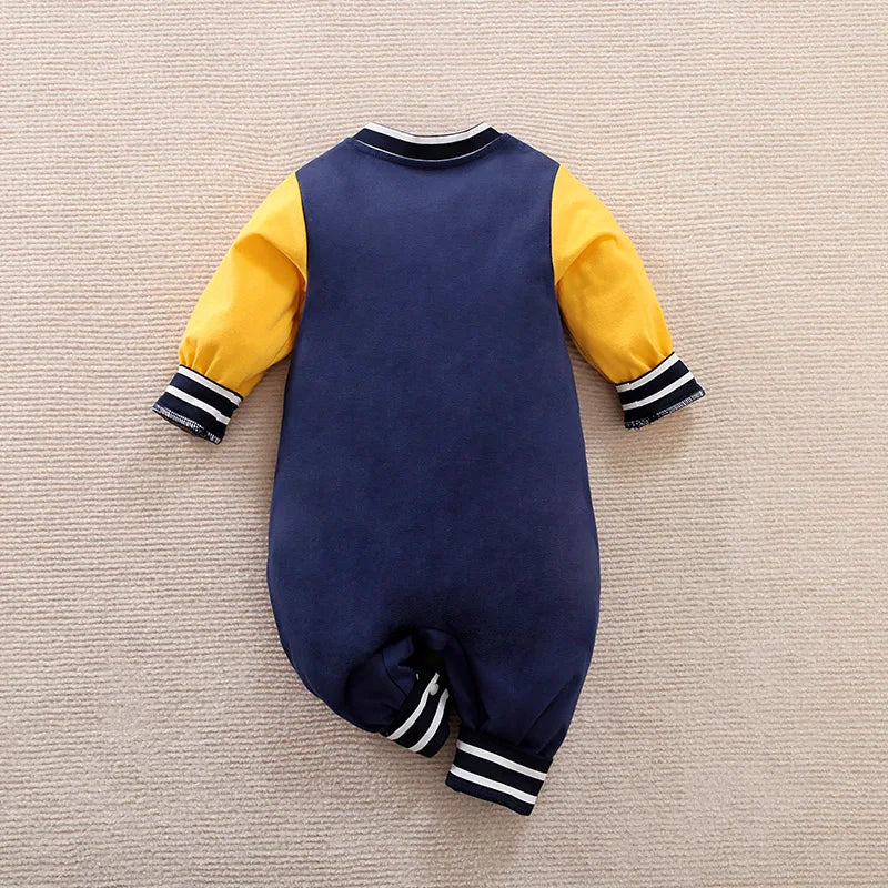 Macacão Bebê Baseball Azul em Algodão detalhe 2 Raizza Kids
